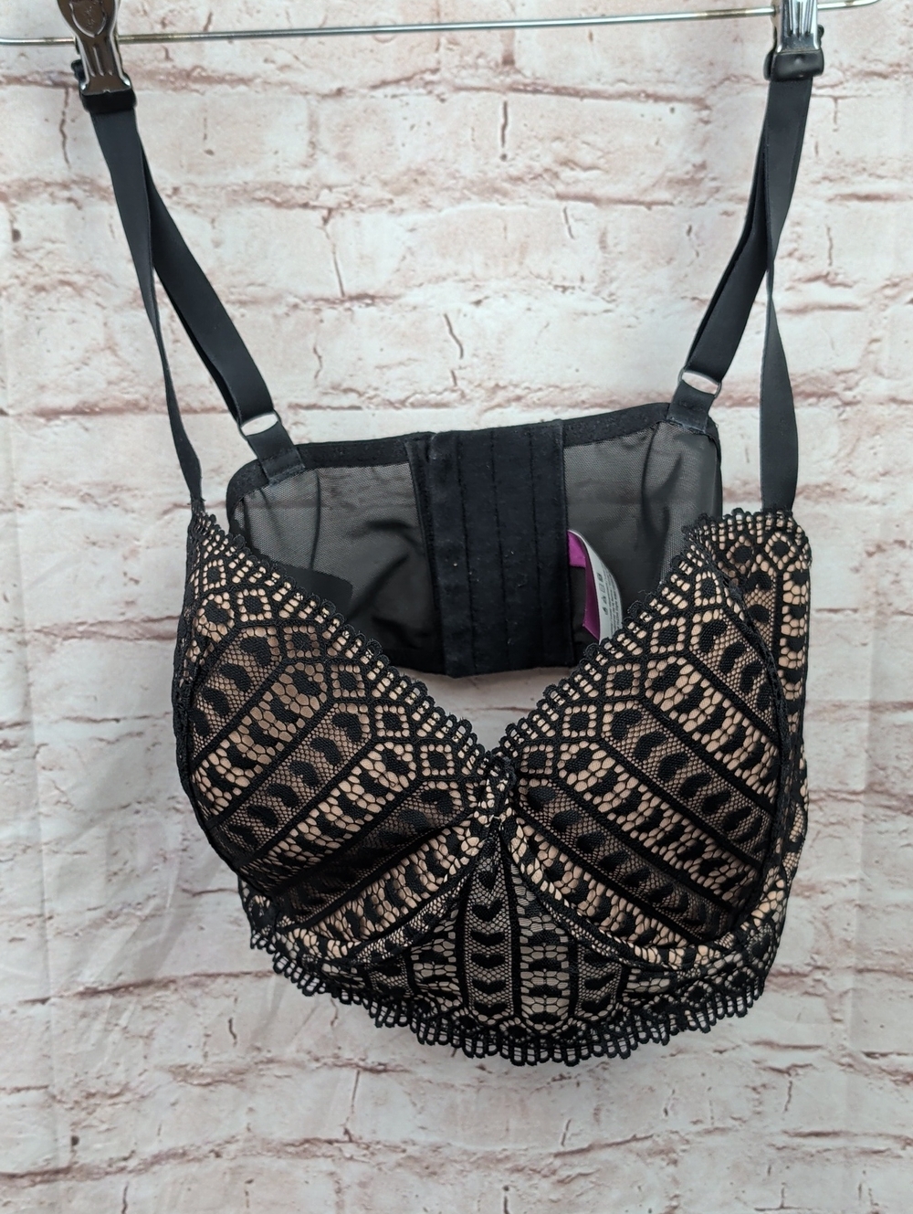 adore Me Black Lace Overlay Bra 38DD